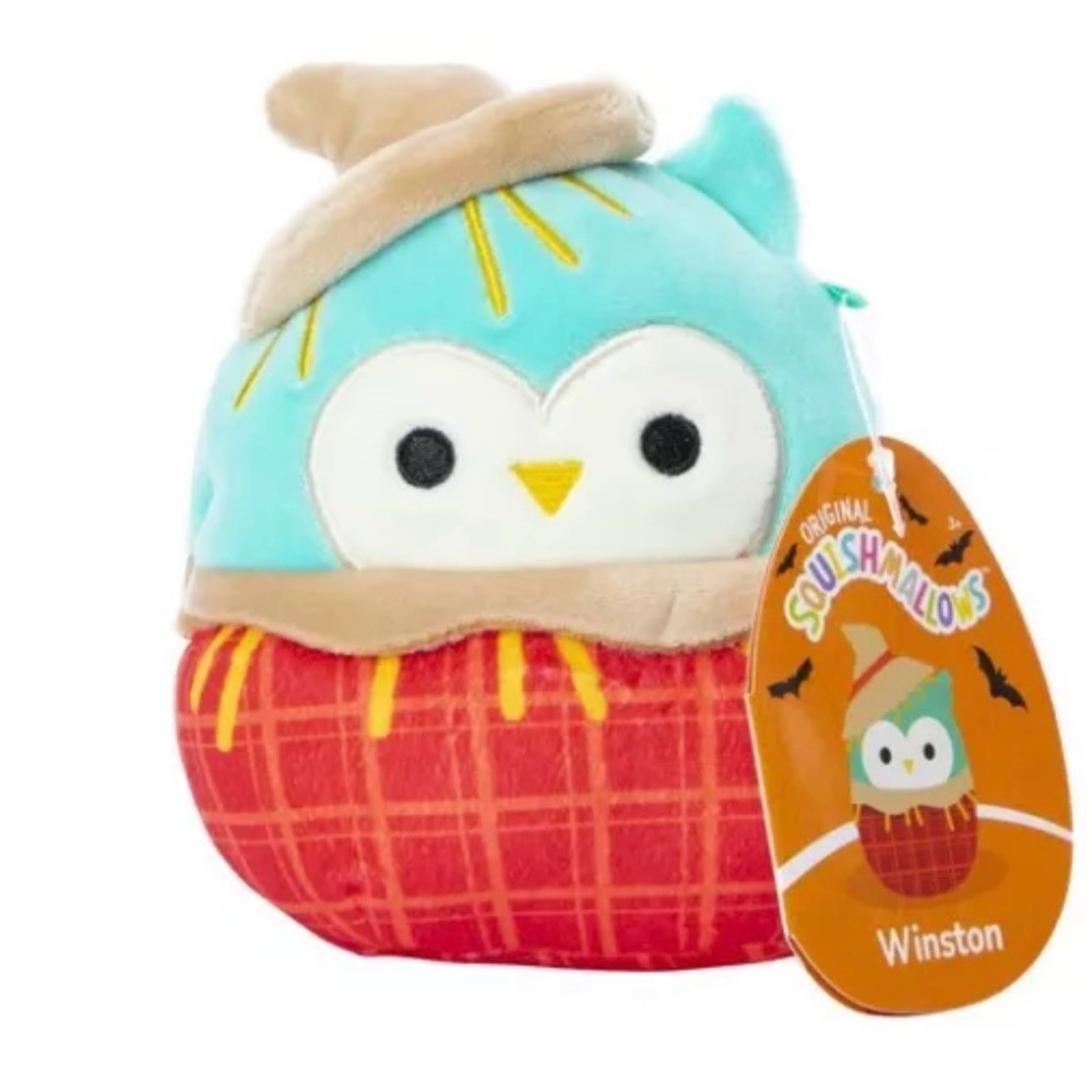 🎃 NWT Squishmallows Winston the Owl Scarecrow 4.5” Plush 🦉